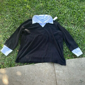 Cabin creek 3X long sleeve white shirt with black sweater attached